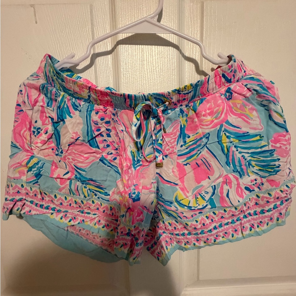 Lilly Pulitzer Pink, Blue & Green Floral Drawstring Shorts